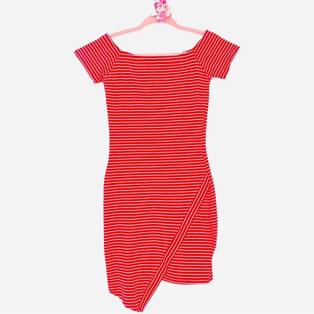💕Sexy Red/White Striped Mini Dress SZ L